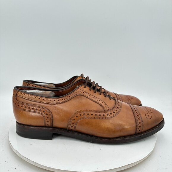 Allen Edmonds Strand Men Sz 11.5D Brown Leather Brogue Cap Toe Oxford Dress Shoe - Picture 4 of 11